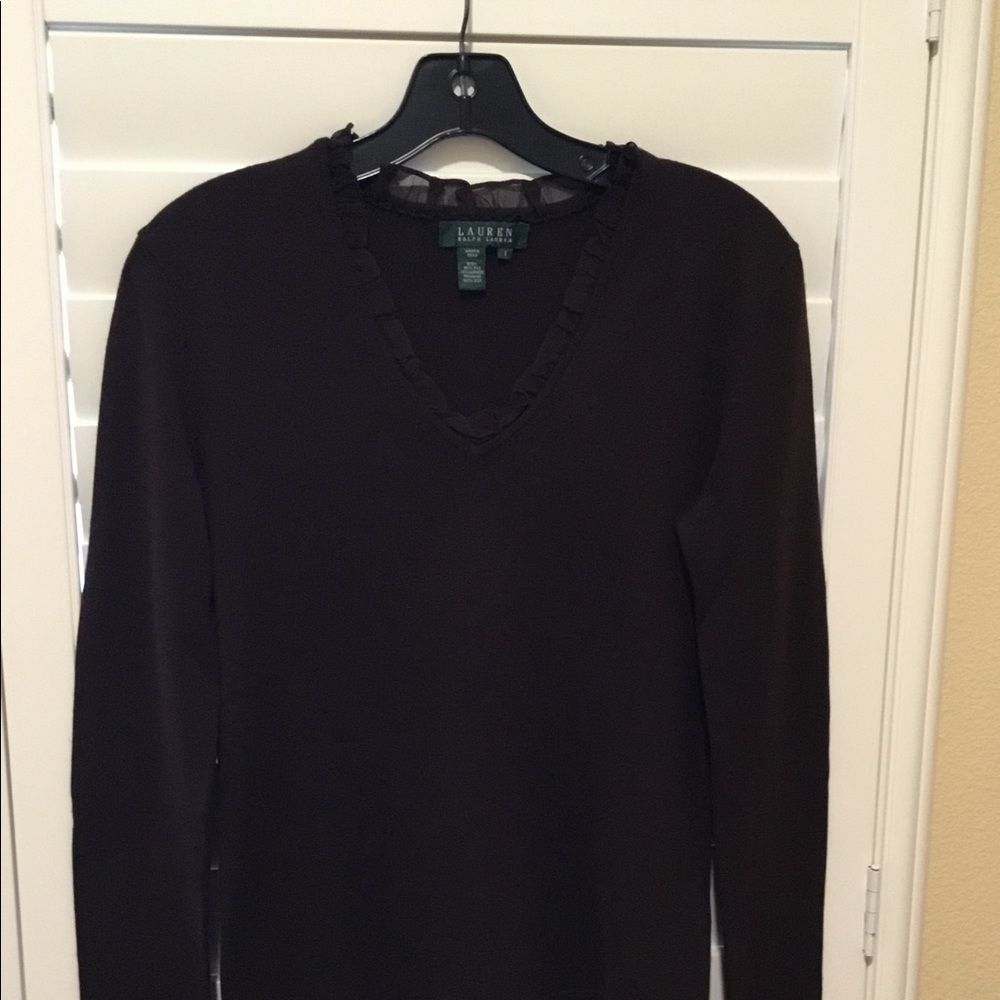 Ralph Lauren Ruffle sleeve cashmere sweater